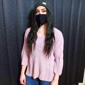 Express Pastel Lilac Over Sized Adjustable Sweater